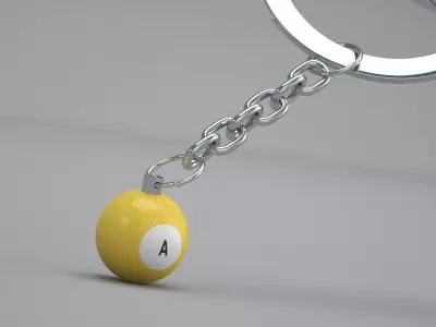 A Snooker Ball with Keychain 3D model