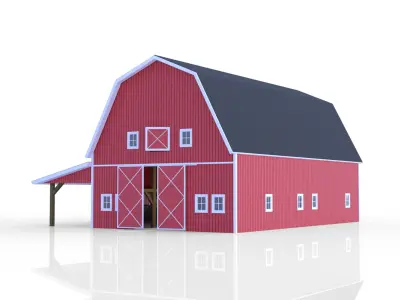 Red American Farm Barn 3D model