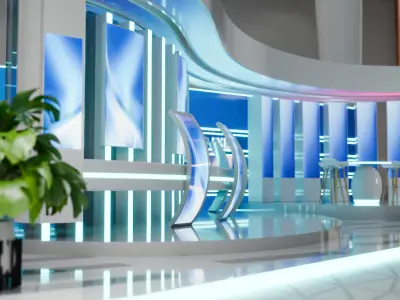 Blender Exhibition Stand Optimized 3D Model for Events Shows 3D model