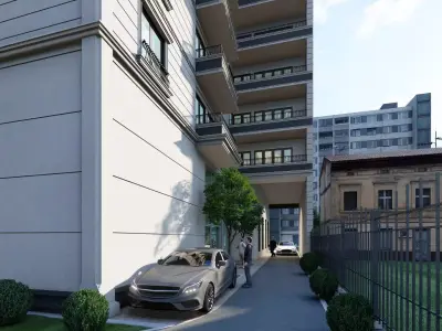 Appartment Building Facade Revit detailed model and FBX file 3D model