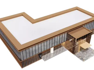 Modern Glass Pavilion Exterior 3D model