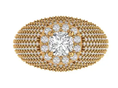 Cushion Square Gents Ring 3D print model