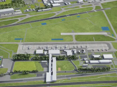 Leipzig - Halle Airport Low-poly 3D model