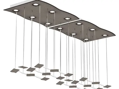 Manta Rey LED chandelier in brass 3D model