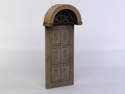 Door wooden floor lamp Low-poly 3D model