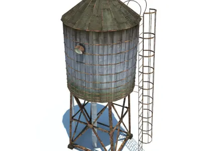 water tower Low-poly 3D model