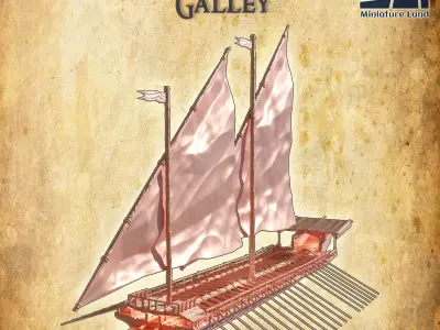 17 Century Galley 28 mm Tabletop Terrain 3D print model