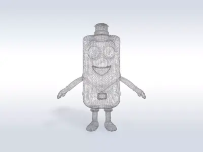 3D Cartoon character t pose flask back to school  3D model