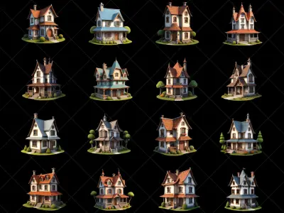 72 Fantasy House Home 2D Game Asset Texture