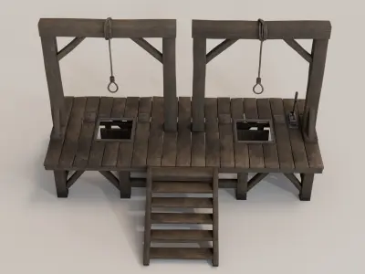 Gallows UE5 game ready with collision mesh Low-poly 3D model