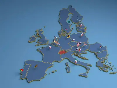 Detachable states of the European Union Low-poly 3D model