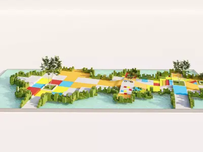 Artistic Aquatic Children Play Area Low-poly 3D model