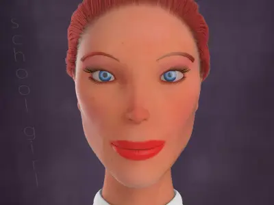 School girl female lowPoly Low-poly 3D model