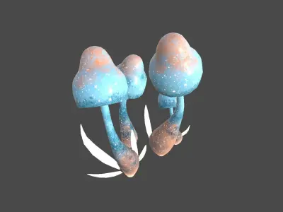Fantasy Mushroom D05 Blue Orange - Scene Backdrop Design Low-poly 3D model