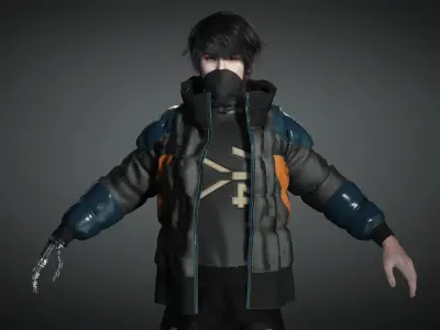 AAA Cyber Punk Male Character 02 Low-poly 3D model