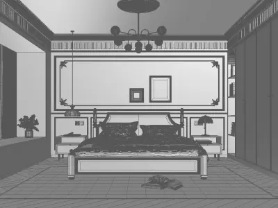 French Style Bedroom Low-poly 3D model