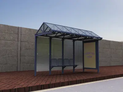Bus Stop Modern2 Low-poly 3D model