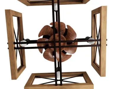 wooden Lighting fan  3D model