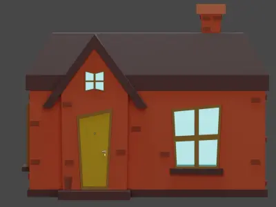 House cartoon with door 3D model