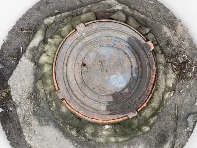 Photorealistic 3D scan of manhole Hatch cover Sewer Manhole Low-poly 3D model buy