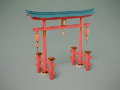 Chinese Town Props Low-poly 3D model