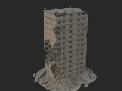 destroyed building Low-poly 3D model