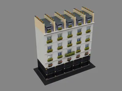 Typical Parisian Apartment Building 07 Low-poly 3D model