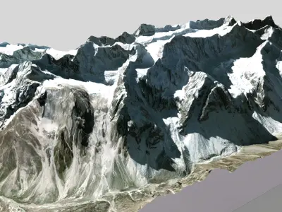 Mountain landscape The Arwa Group Himalayan peaks 3D model