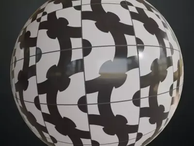 Modern Glossy Black and White Interlocking Graphic Tiles PBR  Texture