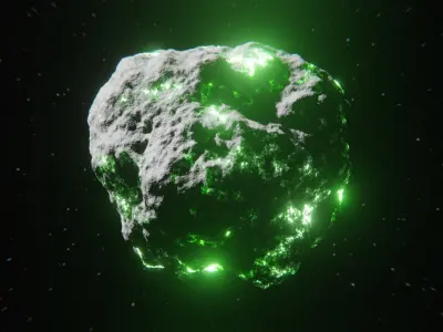 Procedural Sci Fi Glowing Asteroid - Space Rock 3D Model 3D model