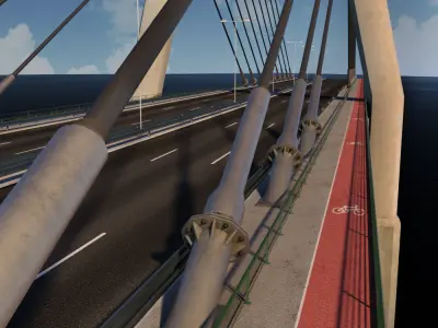 Double Suspended Road Bridge 3D model
