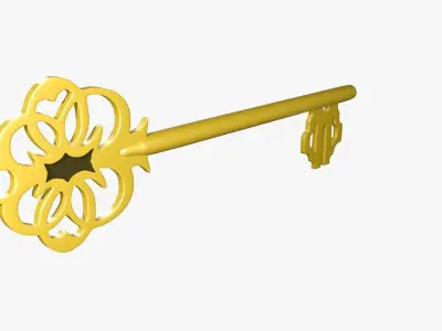 Golden key 3D model get