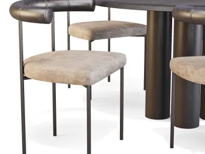 Fredericia and Resident Islets Table and Kashmir Chair 3D model