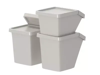 Ikea Sortera Recycling bins white 3D model