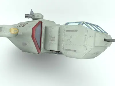 Deep space freighter Low-poly 3D model