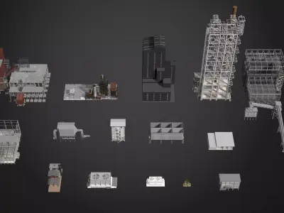 Industrial buildings pack 25K07 3D model
