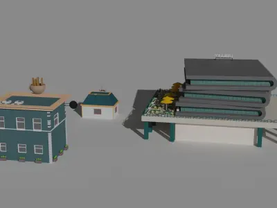 Low Poly Set of Three 3D Model Pack