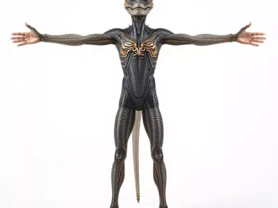 Futuristic Reptilian Figure model pack Low-poly 3D model