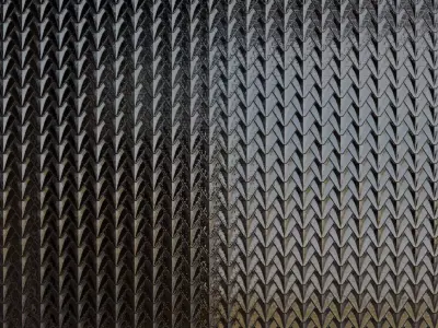 Dark High Gloss Chevron Metal Pattern PBR Seamless Texture