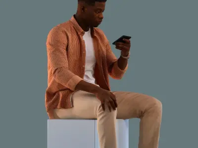 Set of 3D men talking on the phone 3D model