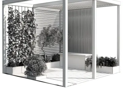 Landscape Furniture with Pergola and Roof garden 3D model