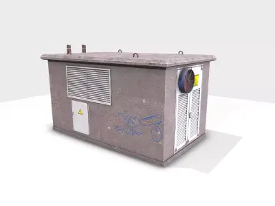 Concrete Electrical Transformer Low-poly 3D model