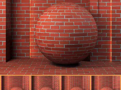 4K Brick Wall Textures  - 5 Patterns - Seamless PBR Red Bricks Texture