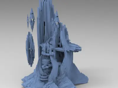 Crystal Light moon Shard Rock stone 2 3D model