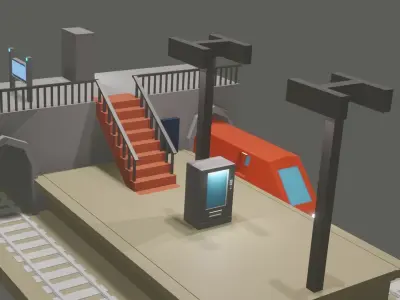 LowPoly SubwayStation Ue4 GameDev Unity Low-poly 3D model