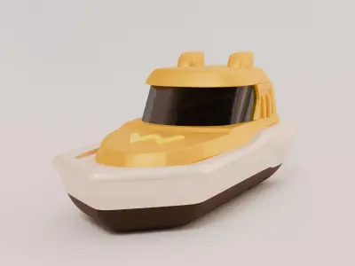 3D Yort Speed Boat Stylized 3D yacht Game Asset Free low-poly 3D model