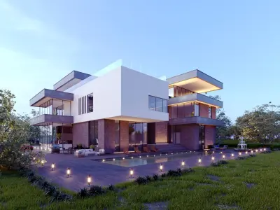 Villa prototype modern house furnished clash free underground 3D model