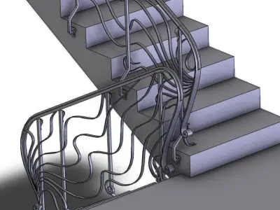 Multi level handrail 3D model