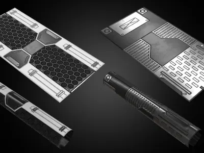 Sci-Fi Panels Low Poly  Low-poly 3D model