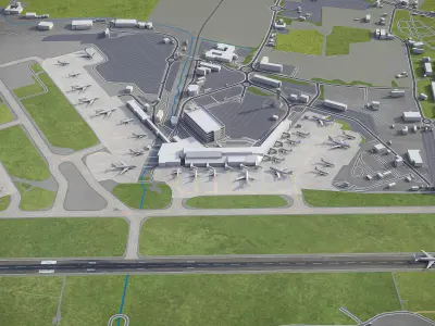 Edinburgh - Airport - EDI Low-poly 3D model